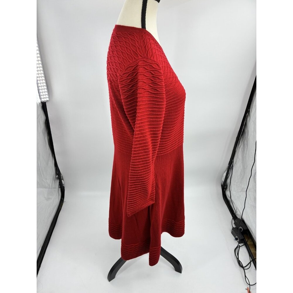 Marc New York Womens L Red Fit & Flare Sweater Dress Long Sleeve Knit Casual - Picture 4 of 7